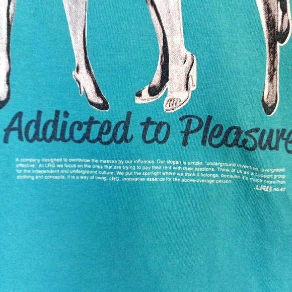 LRG Shirt Mens 3XL Teal Addicted to Pleasure Graphic Streetwear Premium Fit Tee - Picture 3 of 9
